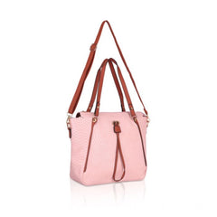 Mayawye Women's Faux Leather Textured Tote Bag (Pink)