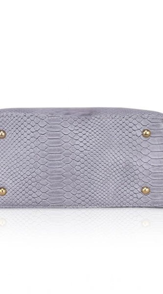 Mayawye Women's Faux Leather Textured Tote Bag (Grey)