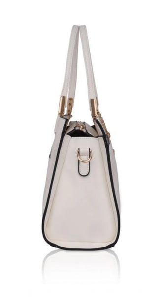 Mayawye Women's Faux Leather Textured Adjustable Long Belt Handbag (White)