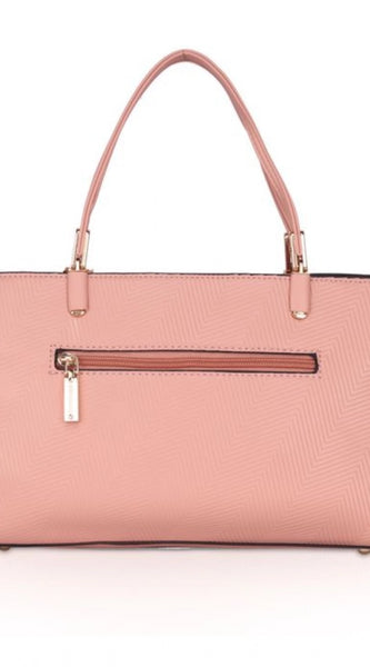 Mayawye Women's Faux Leather Textured Adjustable Long Belt Handbag (Pink)