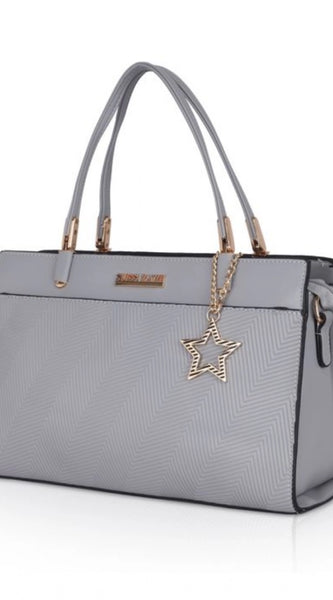Mayawye Women's Faux Leather Textured Adjustable Long Belt Handbag (Grey)