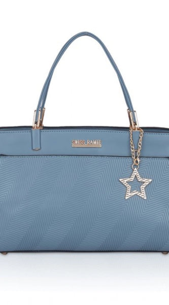 Mayawye Women's Faux Leather Textured Adjustable Long Belt Handbag (Blue)