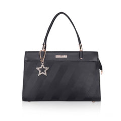 Mayawye Women's Faux Leather Textured Adjustable Long Belt Handbag (Black)