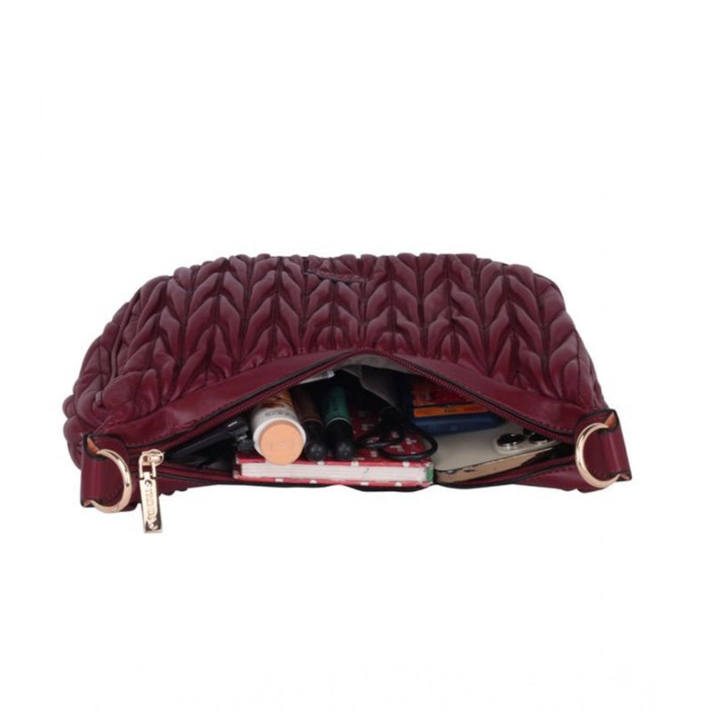 Mayawye Women's Faux Leather Textured Handbag (Red)