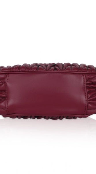 Mayawye Women's Faux Leather Textured Handbag (Red)