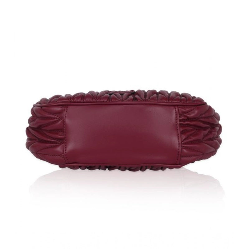 Mayawye Women's Faux Leather Textured Handbag (Red)