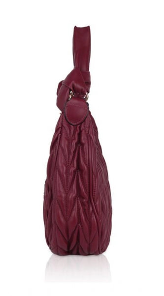 Mayawye Women's Faux Leather Textured Handbag (Red)