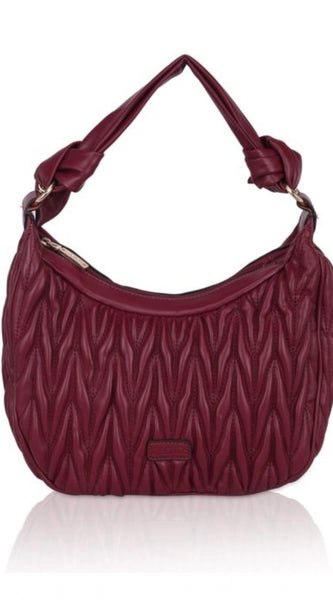 Mayawye Women's Faux Leather Textured Handbag (Red)