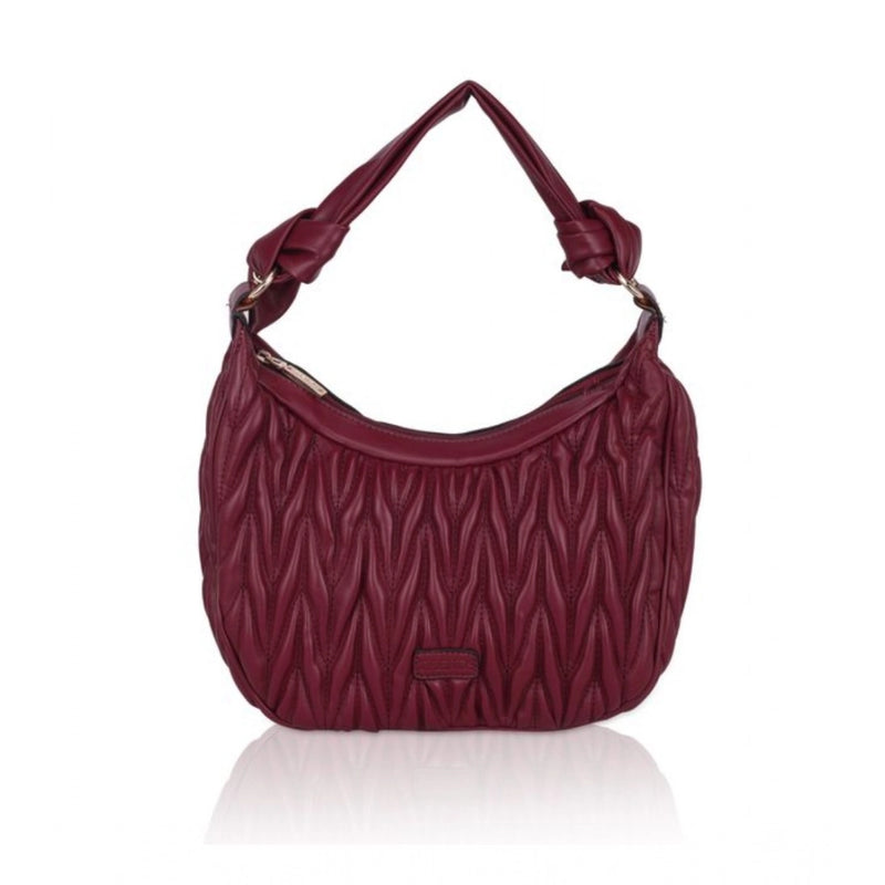 Mayawye Women's Faux Leather Textured Handbag (Red)