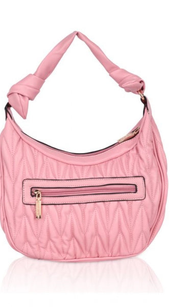 Mayawye Women's Faux Leather Textured Handbag (Pink)