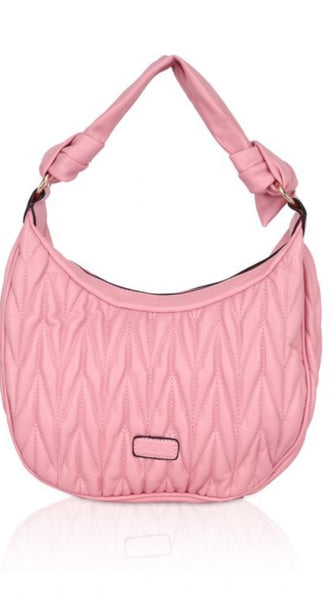 Mayawye Women's Faux Leather Textured Handbag (Pink)