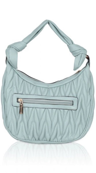 Mayawye Women's Faux Leather Textured Handbag (Blue)