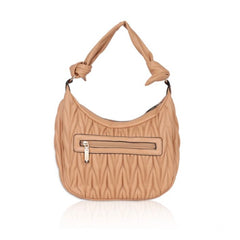Mayawye Women's Faux Leather Textured Handbag (Beige)