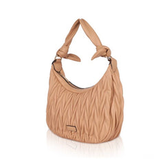 Mayawye Women's Faux Leather Textured Handbag (Beige)