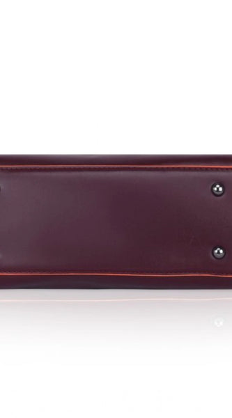 Mayawye Women's Faux Leather Metal Beads Handbag (Wine Red)