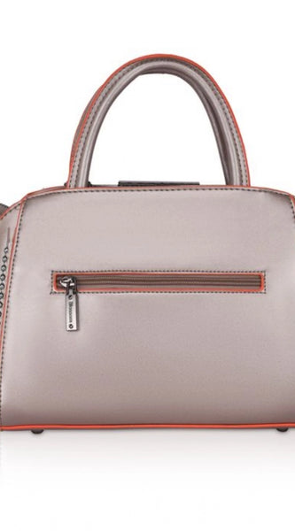 Mayawye Women's Faux Leather Metal Beads Handbag (Bronze)