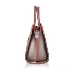 Mayawye Women's Faux Leather Metal Beads Handbag (Bronze)