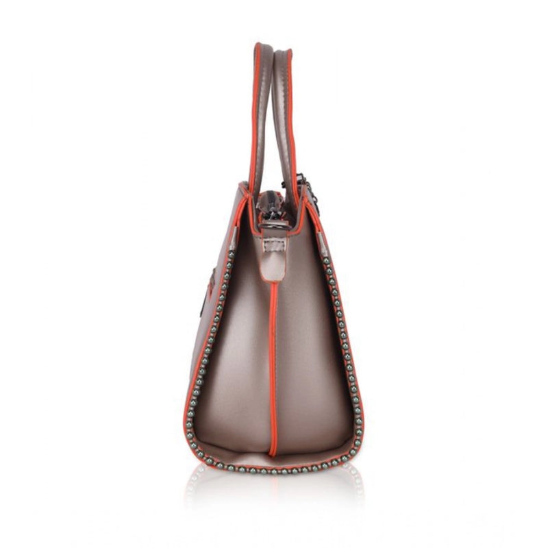 Mayawye Women's Faux Leather Metal Beads Handbag (Bronze)