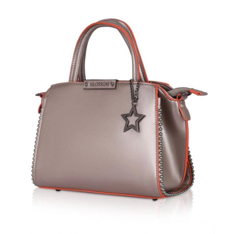 Mayawye Women's Faux Leather Metal Beads Handbag (Bronze)