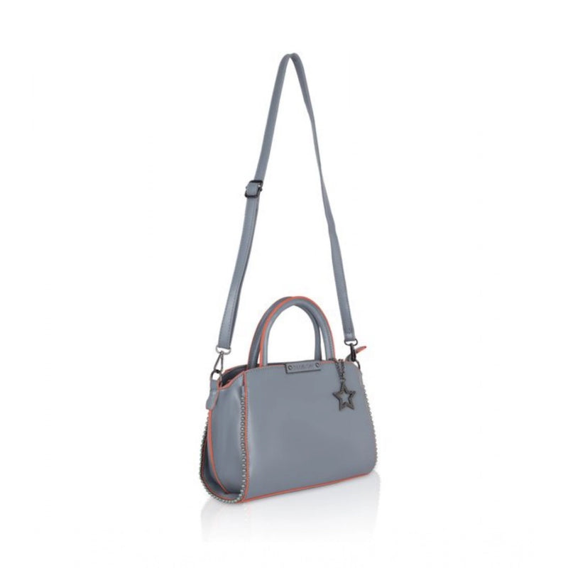 Mayawye Women's Faux Leather Metal Beads Handbag (Grey)