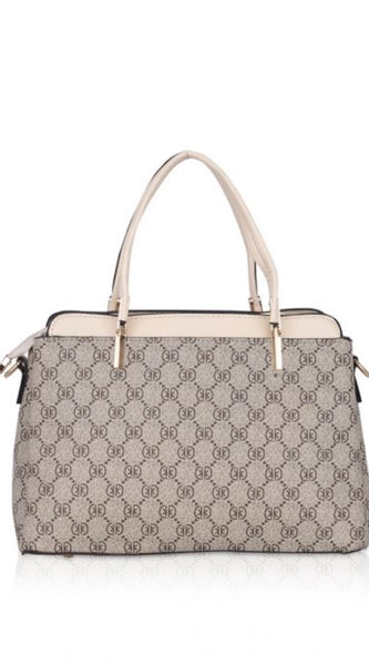 Mayawye Women's Faux Leather Printed Handbag (Beige)
