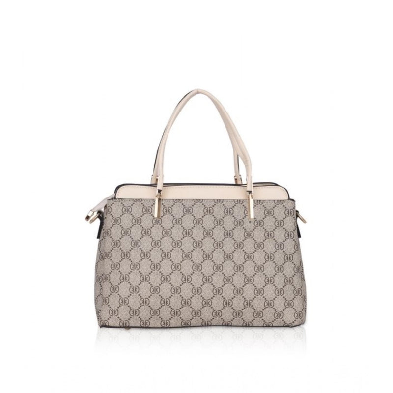 Mayawye Women's Faux Leather Printed Handbag (Beige)
