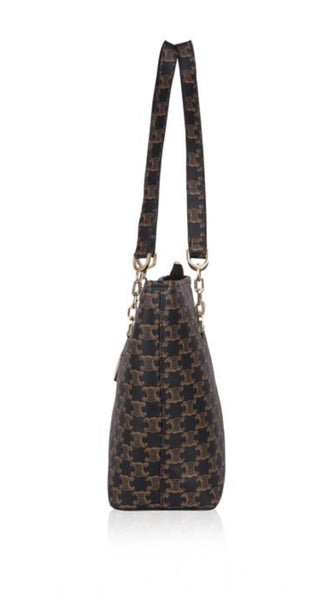 Mayawye Women's Faux Leather Printed Tote Bag (Brown)