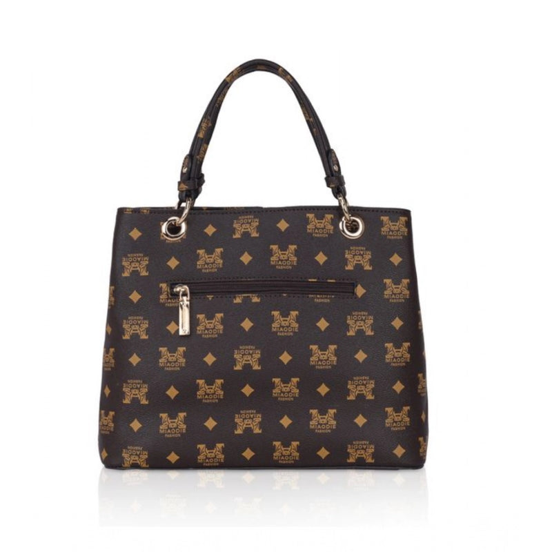 Mayawye Women's Faux Leather Printed Handheld Bag (Brown )