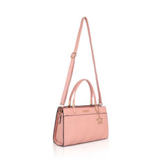 Mayawye Women's Faux Leather Textured Adjustable Long Belt Handbag (Pink)