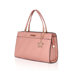 Mayawye Women's Faux Leather Textured Adjustable Long Belt Handbag (Pink)