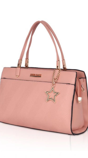 Mayawye Women's Faux Leather Textured Adjustable Long Belt Handbag (Pink)