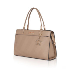 Mayawye Women's Faux Leather Textured Adjustable Long Belt Handbag (Khaki)