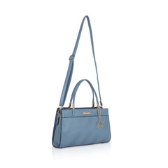 Mayawye Women's Faux Leather Textured Adjustable Long Belt Handbag (Blue)