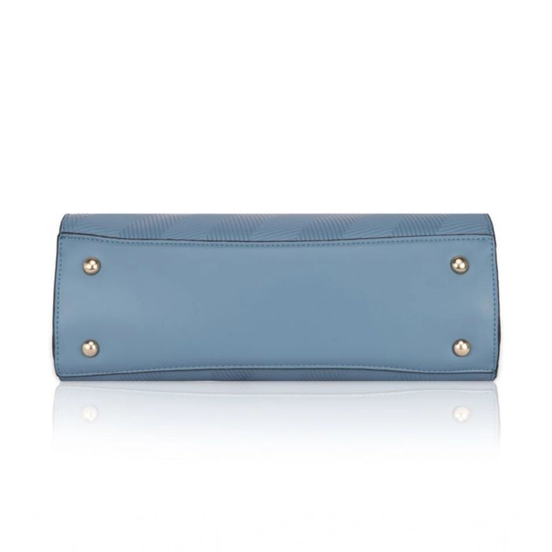 Mayawye Women's Faux Leather Textured Adjustable Long Belt Handbag (Blue)