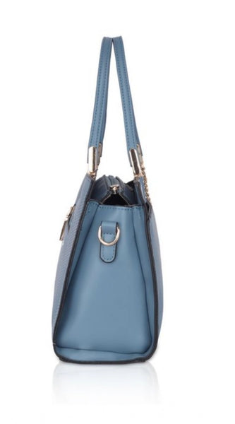 Mayawye Women's Faux Leather Textured Adjustable Long Belt Handbag (Blue)