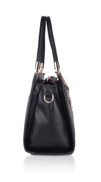Mayawye Women's Faux Leather Textured Adjustable Long Belt Handbag (Black)