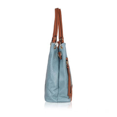 Mayawye Women's Faux Leather Textured Tote Bag (Grey)