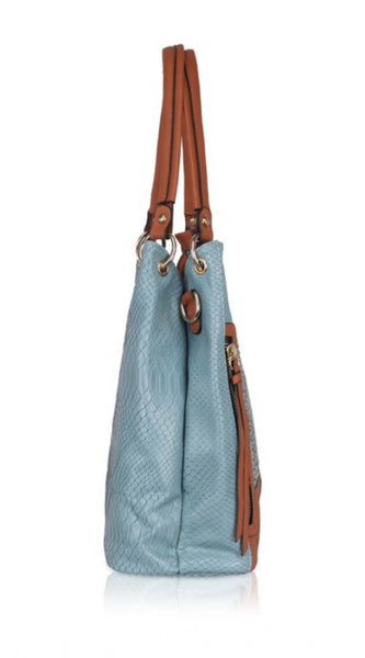 Mayawye Women's Faux Leather Textured Tote Bag (Grey)