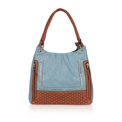 Mayawye Women's Faux Leather Textured Tote Bag (Grey)