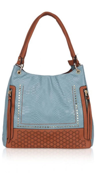 Mayawye Women's Faux Leather Textured Tote Bag (Grey)