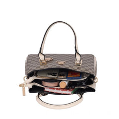 Mayawye Women's Faux Leather Printed Handbag (Beige)