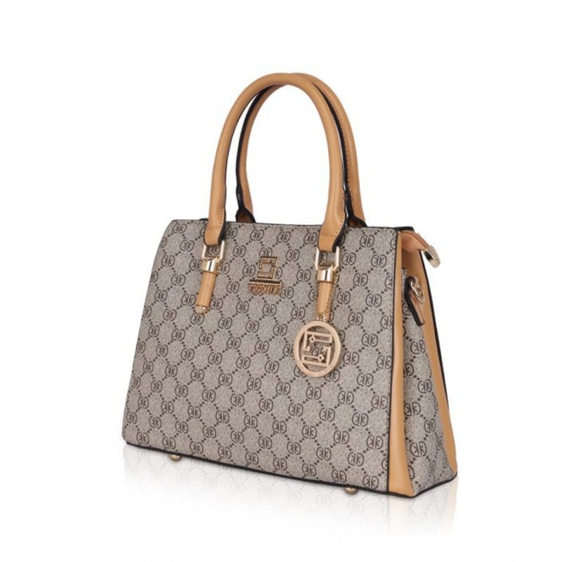Mayawye Women's Faux Leather Printed Handbag (Camel)