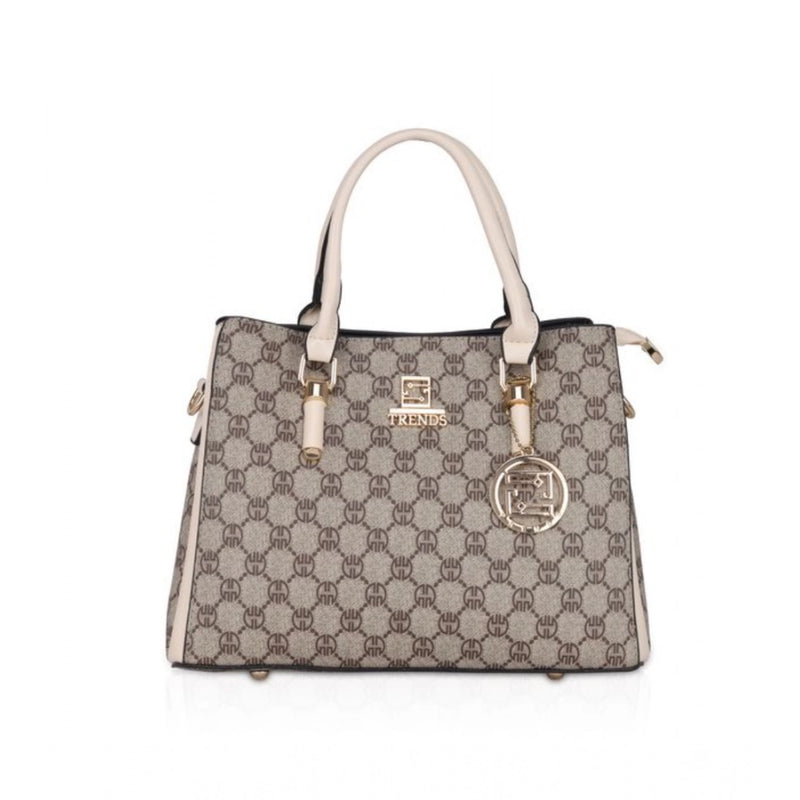 Mayawye Women's Faux Leather Printed Handbag (Beige)