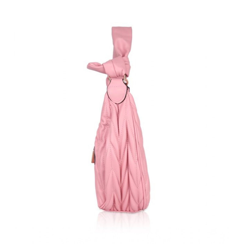 Mayawye Women's Faux Leather Textured Handbag (Pink)