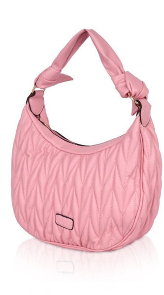 Mayawye Women's Faux Leather Textured Handbag (Pink)