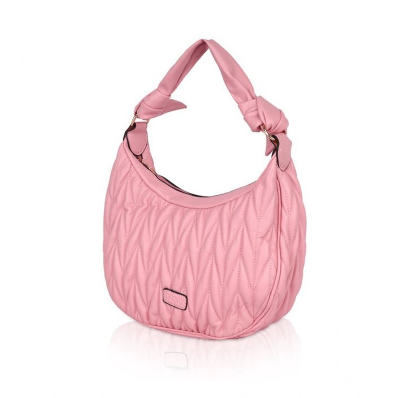 Mayawye Women's Faux Leather Textured Handbag (Pink)