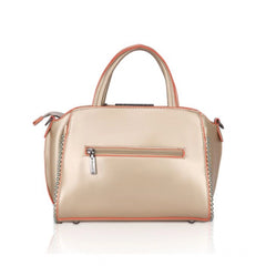 Mayawye Women's Faux Leather Metal Beads Handbag (Gold)