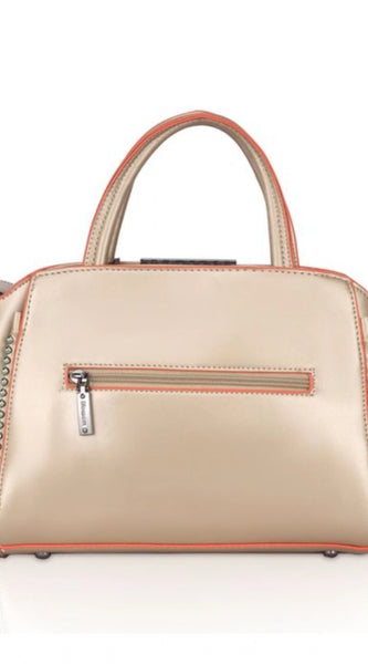 Mayawye Women's Faux Leather Metal Beads Handbag (Gold)