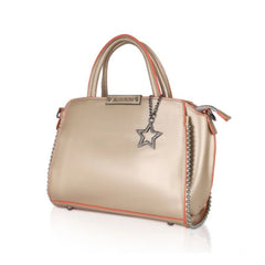 Mayawye Women's Faux Leather Metal Beads Handbag (Gold)