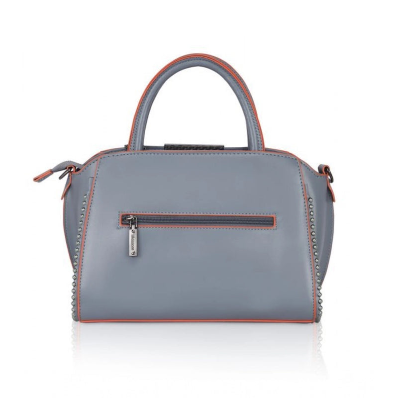 Mayawye Women's Faux Leather Metal Beads Handbag (Grey)
